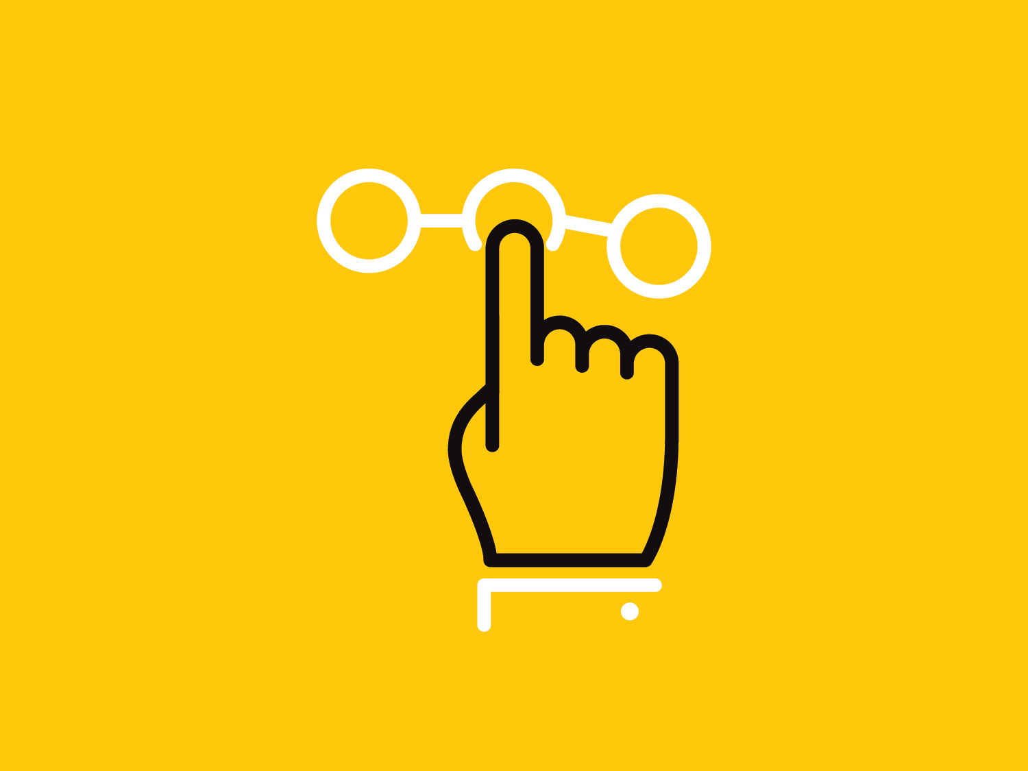 Hand, die auf Punkte eines Diagramms auf gelbem Hintergrund zeigt